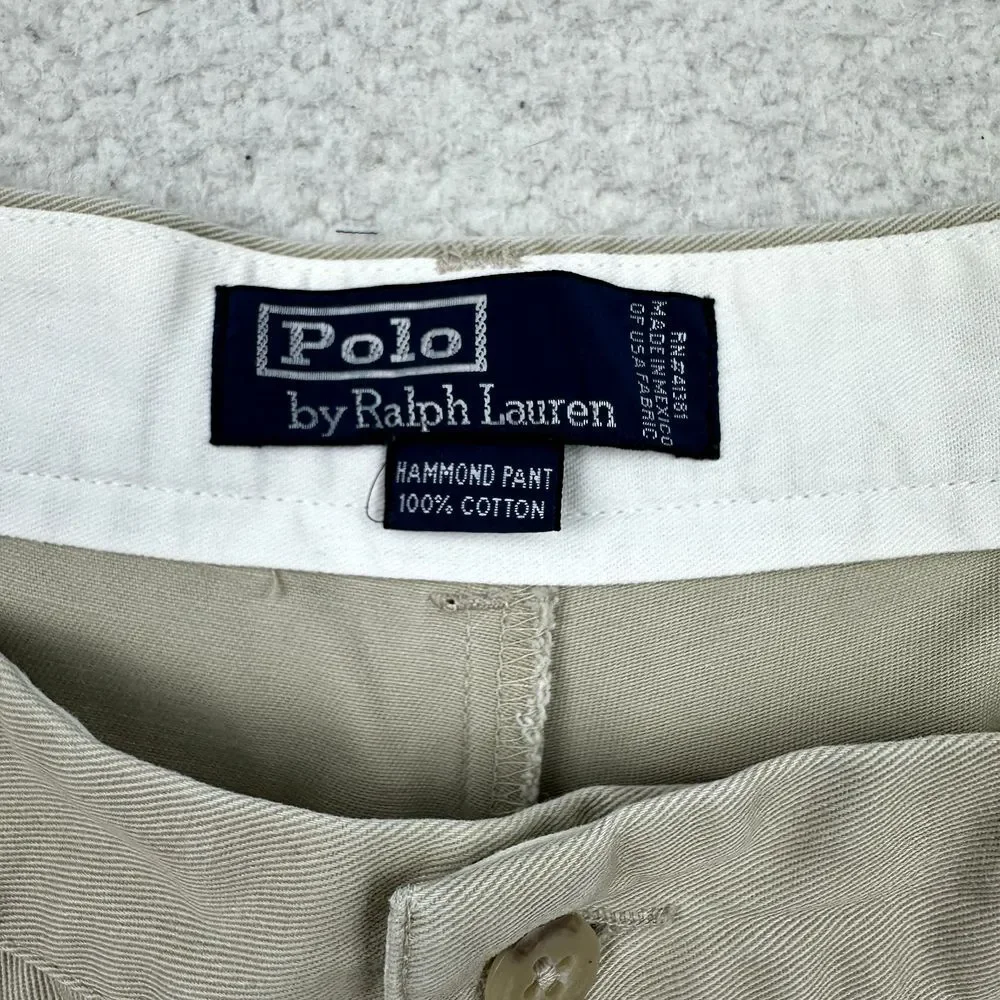 Polo Ralph Lauren Hammond Chino‎ Pants Men's 38X27 Beige Pleated Straight Cuffed